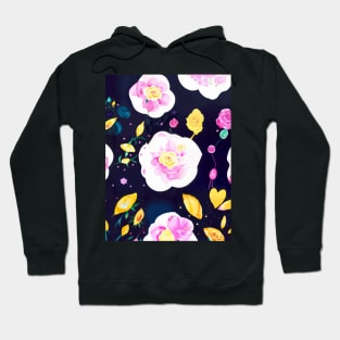 Pink and Yellow Flower Watercolor abstract art Hoodie